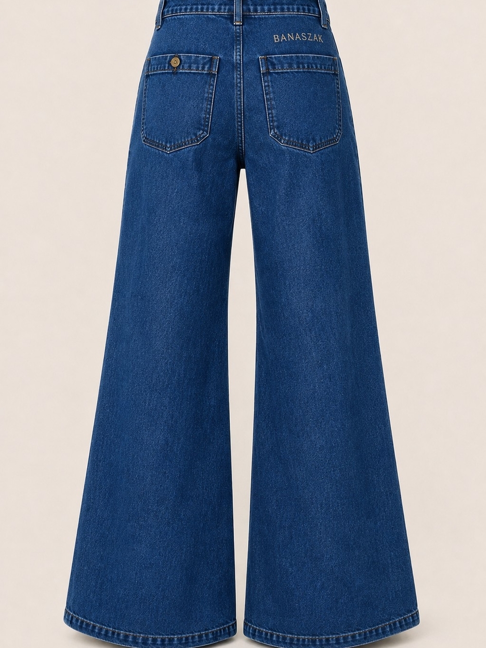 Vintage Seafarer Military Utility Wide Leg Flare Jeans High Rise Navy 30x32 USA - Picture 3 of 15